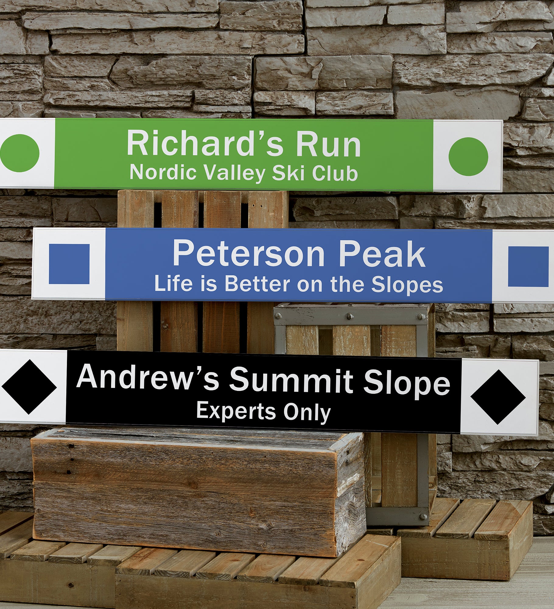 Ski Trail Personalized Wooden Sign